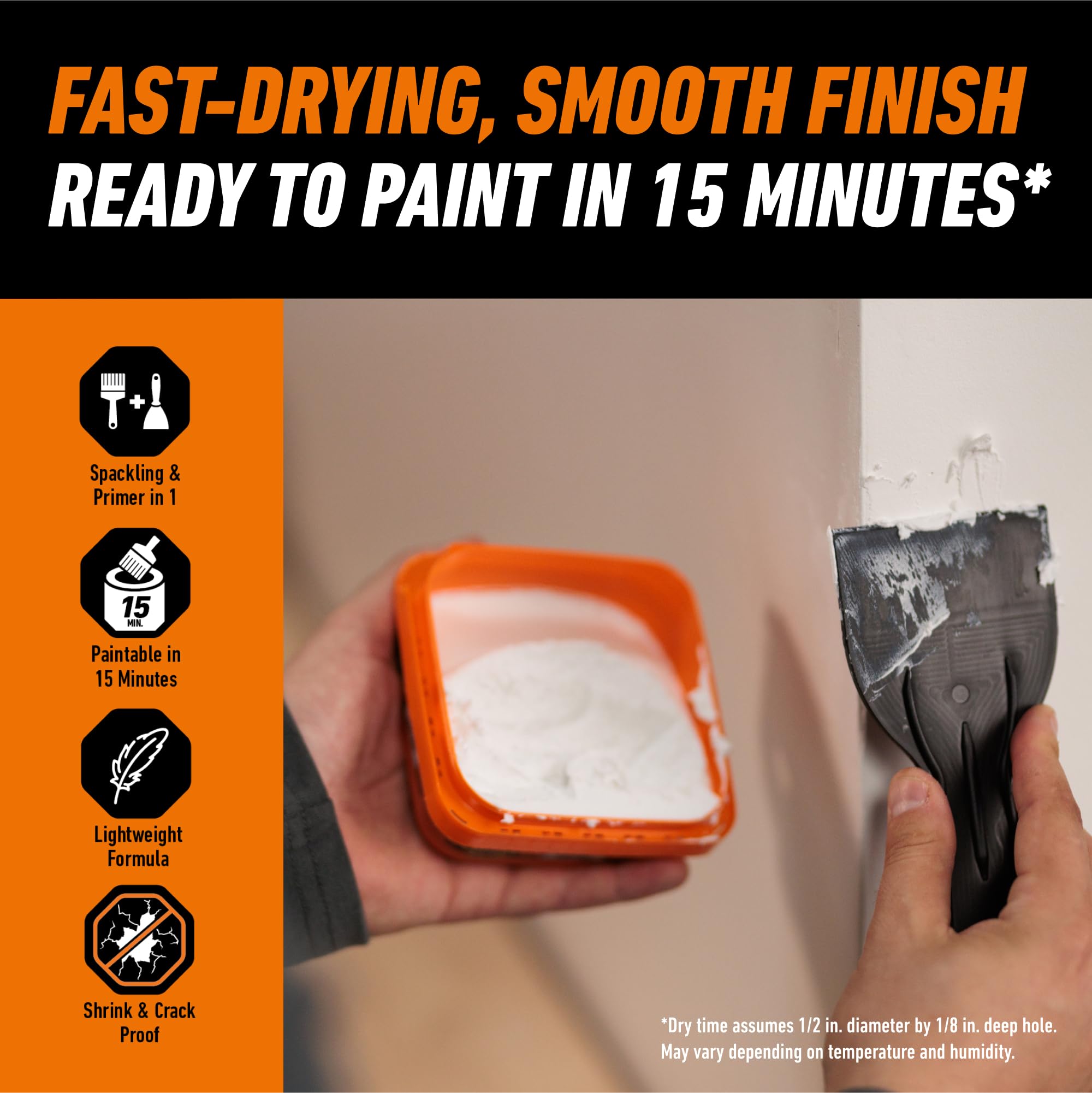 Gorilla Wall Repair Kit Featuring Gorilla Heavy Duty Wall Repair Spackling + Primer White - Image 4